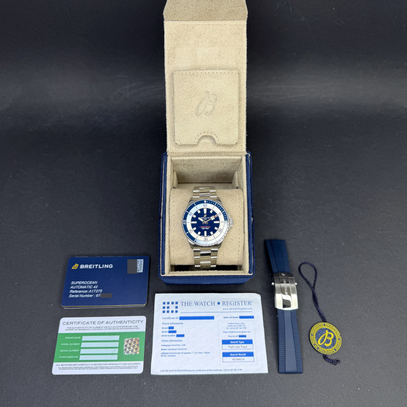 Breitling Superocean, A17375E71C1A1, 42mm, 2022, Steel, Blue dial, Fullset, 1y warranty