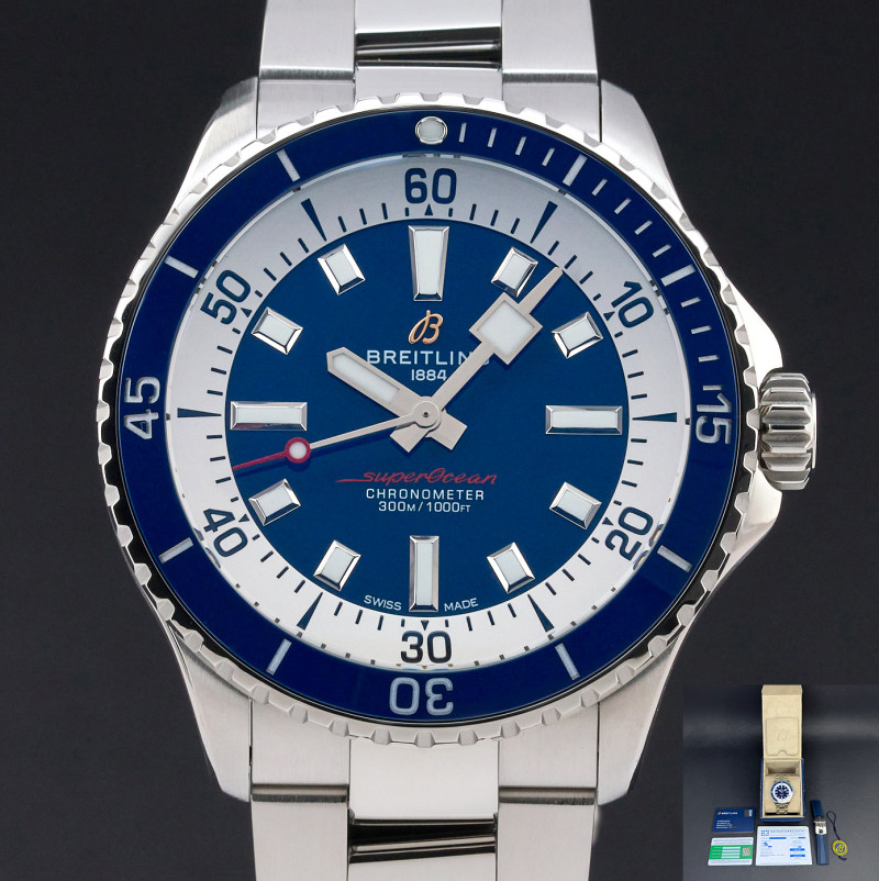 Breitling Superocean, A17375E71C1A1, 42mm, 2022, Steel, Blue dial, Fullset, 1y warranty