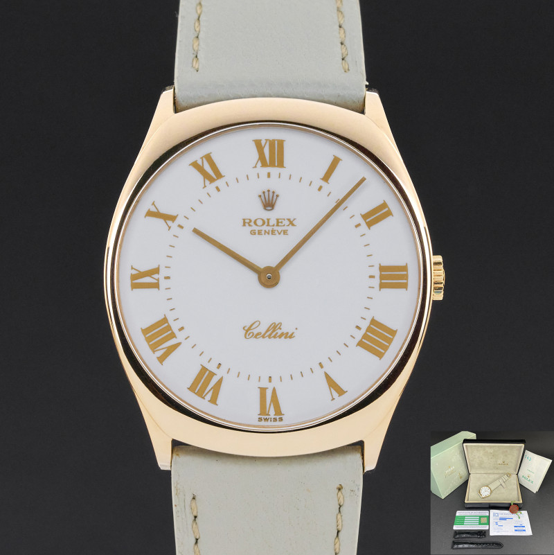 Rolex Cellini, 4133, 31mm, 1981, Yellow gold, White Roman dial, Fullset, 1y warranty