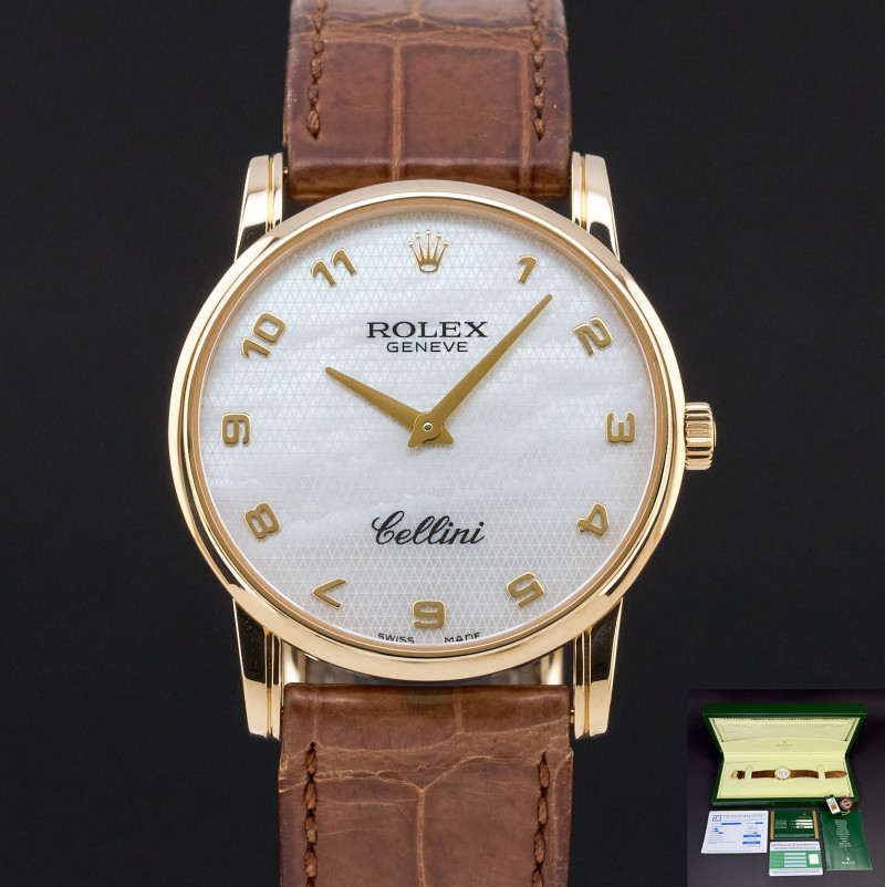 Rolex Cellini, 5116, 32mm, 2008, Yellow gold, Ivory MOP Arabic dial, Fullset, 1y warranty