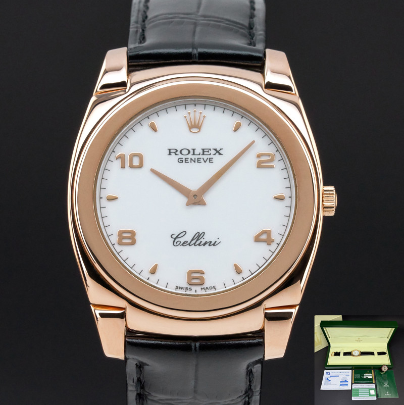Rolex Cellini Cestello, 5330, 36mm, 2008, Rose gold, White Arabic dial, Fullset, 1y warranty