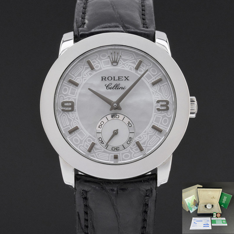 Rolex Cellini Cellinium, 5240, 35mm, 2001, Platinum, MOP Arabic dial, Fullset, 1y warranty