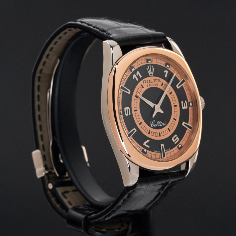 Rolex Cellini Danaos, 4243/9BIC, 38mm, 2006, Rose/White gold, Black/Bronze Arabic dial, Fullset, 1y warranty