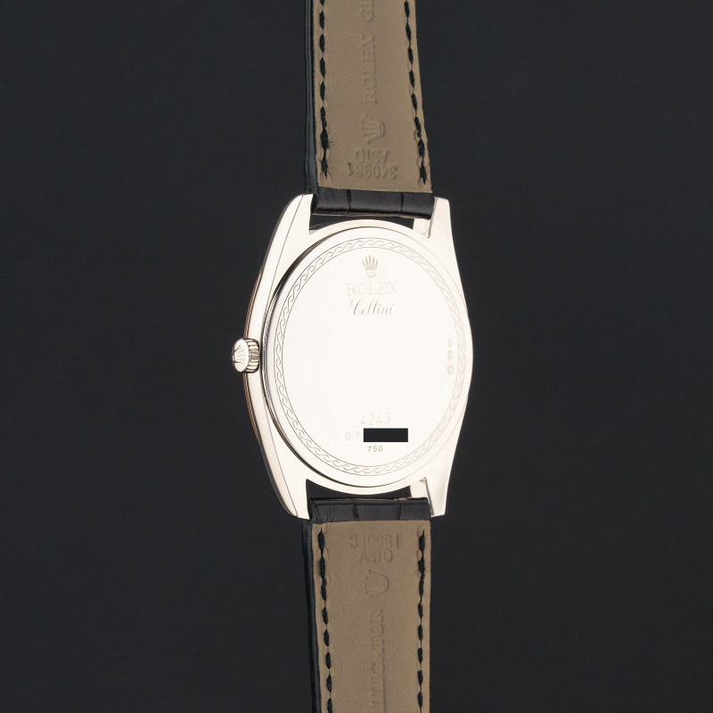 Rolex Cellini Danaos, 4243/9BIC, 38mm, 2006, Rose/White gold, Black/Bronze Arabic dial, Fullset, 1y warranty