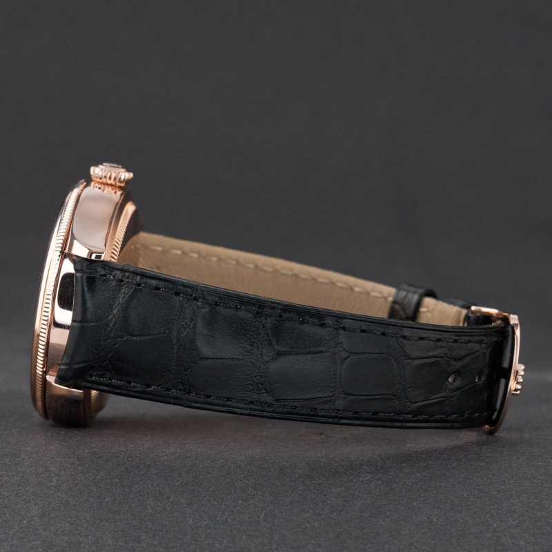 Rolex Cellini Date, 50515, 39mm, 2016, Rose gold, Black Guilloche dial, Fullset, Official warranty
