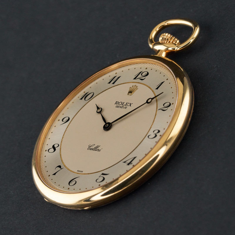 Rolex Cellini Pocket Watch, 3761, 48mm, 1995, Yellow gold, Silver Arabic dial, Fullset, 1y warranty
