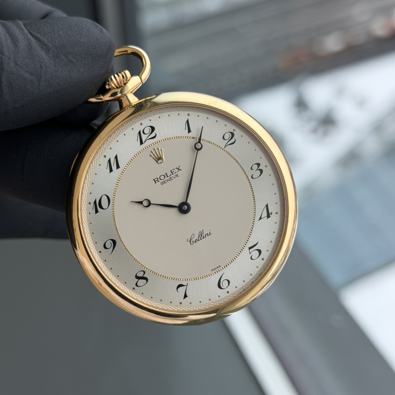 Rolex Cellini Pocket Watch, 3761, 48mm, 1995, Yellow gold, Silver Arabic dial, Fullset, 1y warranty