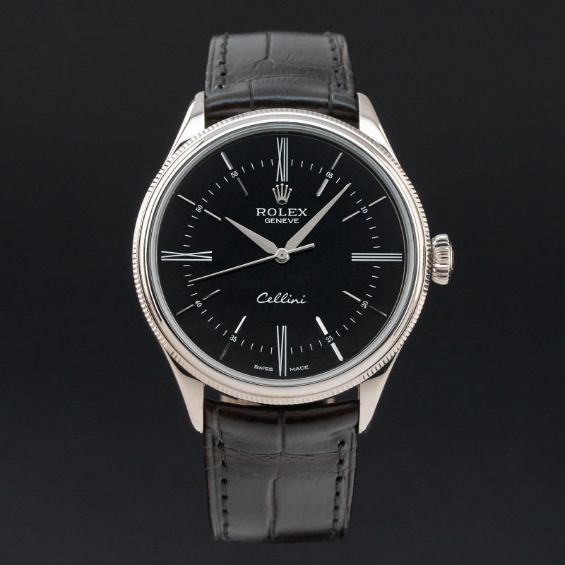 Rolex Cellini Time, 50509, 39mm, 2018, White gold, Black Roman dial, Fullset, 1y warranty