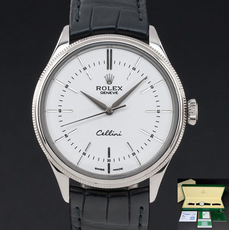 Rolex Cellini Time, 50509, 39mm, 2018, White gold, White dial, Fullset, 1y warranty