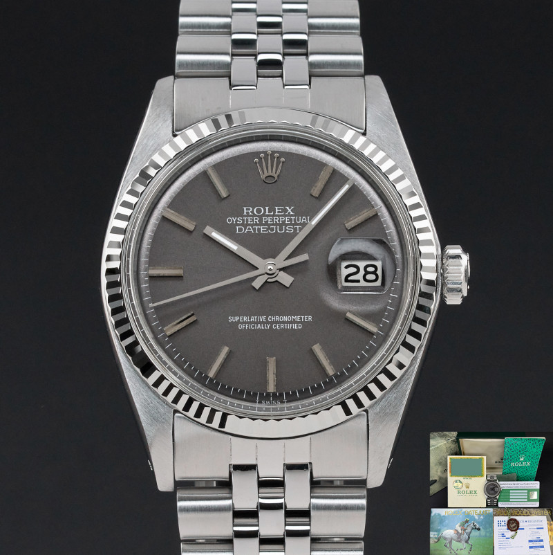 Rolex Datejust, 1601, 36mm, 1973, Steel, Grey dial, Fullset, 1y warranty