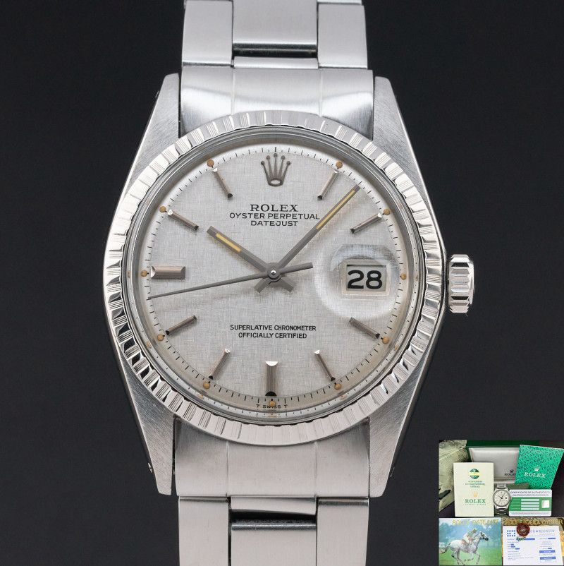 Rolex Datejust, 1603, 36mm, 1973, Steel, Silver Linen dial, Fullset, 1y warranty