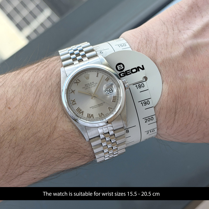 Rolex Datejust, 16200, 36mm, 1997, Steel, Silver Roman dial, Fullset, 1y warranty