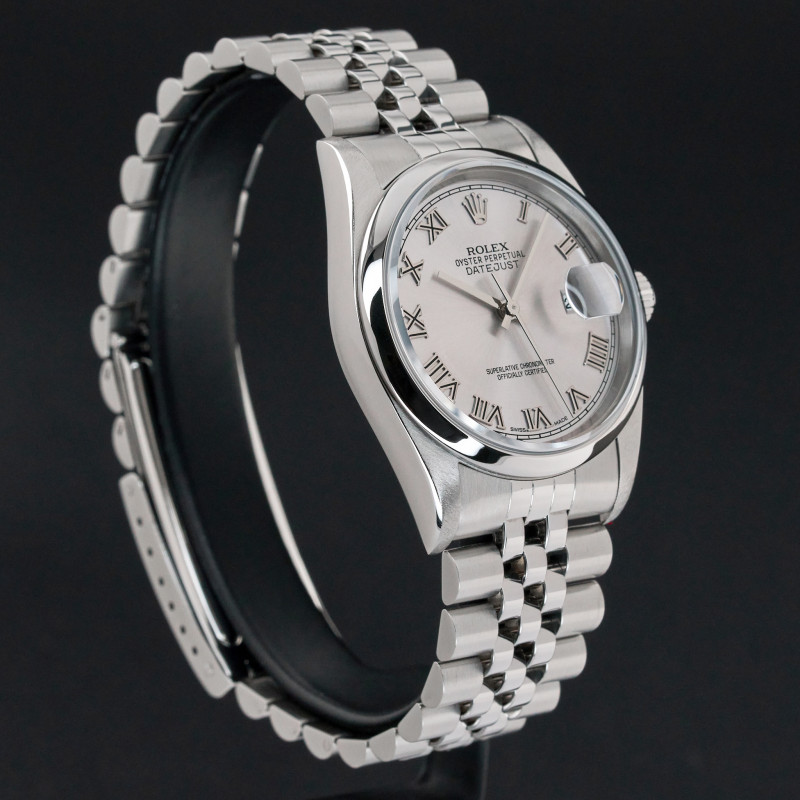 Rolex Datejust, 16200, 36mm, 1997, Steel, Silver Roman dial, Fullset, 1y warranty