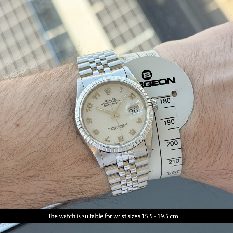 Rolex Datejust , 16220, 36mm, 1996, Steel, Ivory Jubilee Arabic dial, Fullset, 1y warranty