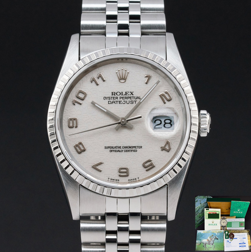 Rolex Datejust , 16220, 36mm, 1996, Steel, Ivory Jubilee Arabic dial, Fullset, 1y warranty