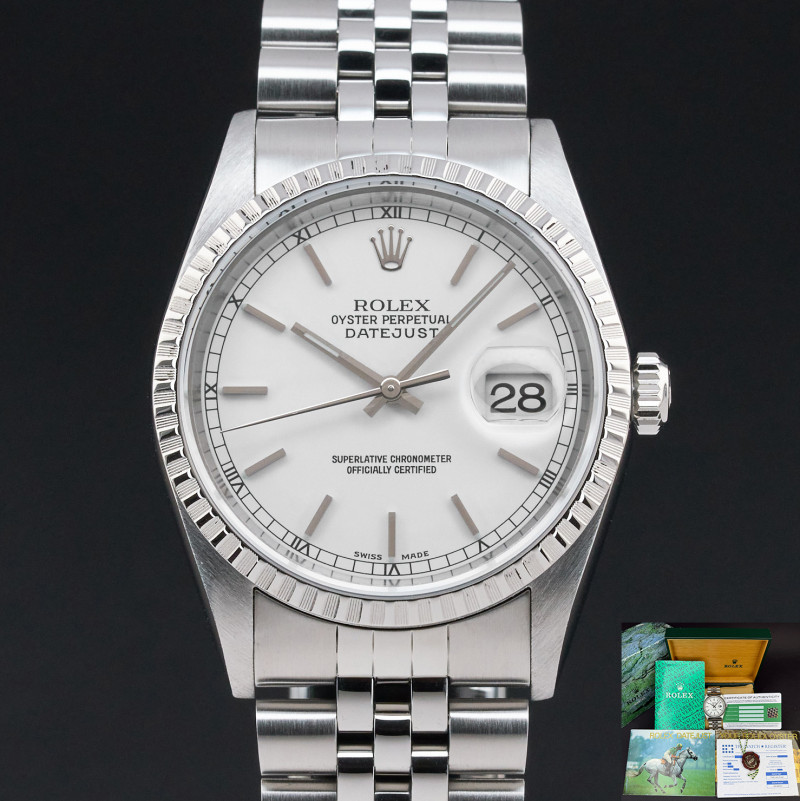 Rolex Datejust, 16220, 36mm, 1999, Steel, White dial, Box, 1y warranty