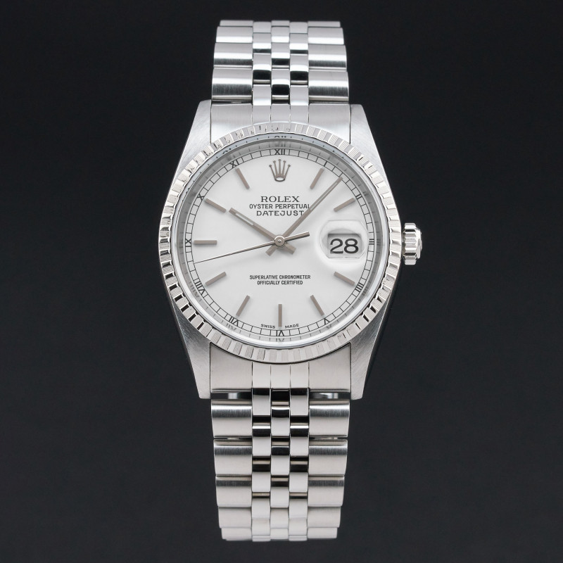 Rolex Datejust, 16220, 36mm, 1999, Steel, White dial, Box, 1y warranty