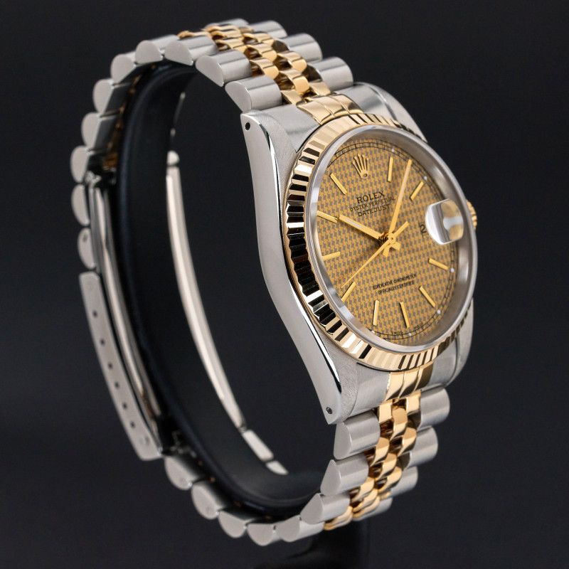 Rolex Datejust, 16233, 36mm, 1988, Two-Tone, Houndstooth dial, Fullset, 1y warranty