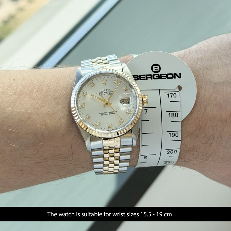Rolex Datejust, 16233, 36mm, 1988, Two-Tone, Silver Small Diamond dial, Fullset, 1y warranty