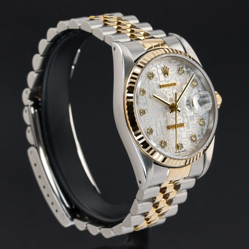 Rolex Datejust, 16233, 36mm, 1991, Two-Tone, Silver Jubilee Small Diamond dial, Fullset, 1y warranty
