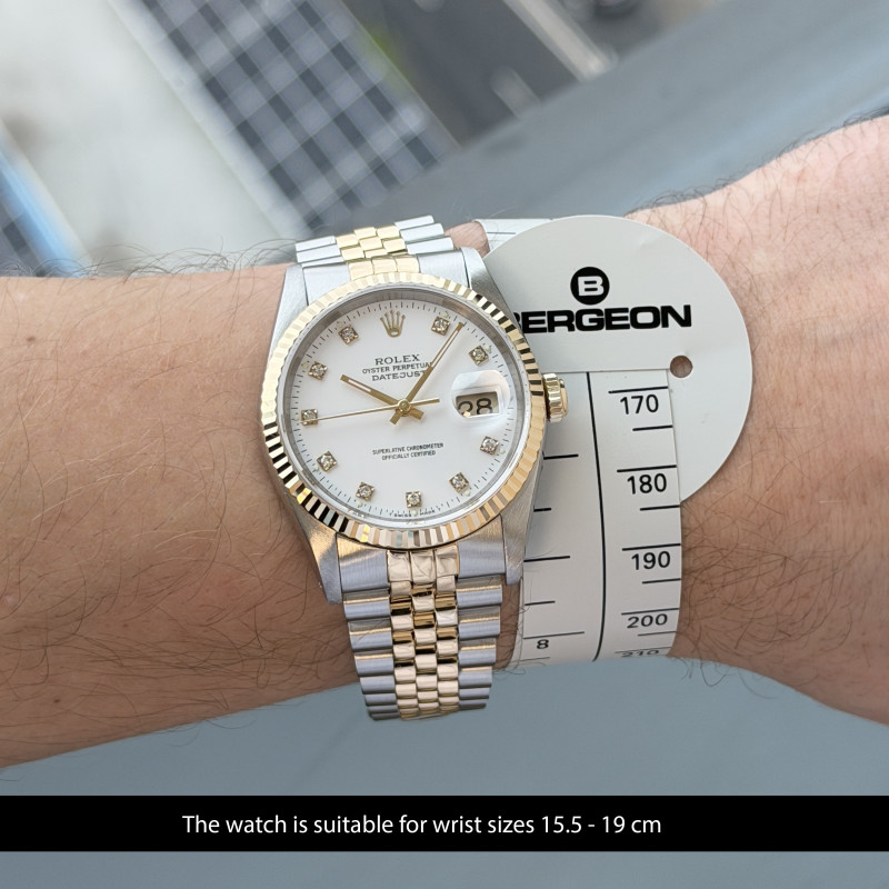 Rolex Datejust, 16233, 36mm, 1991, Two-Tone, White Small Diamond dial, Fullset, 1y warranty