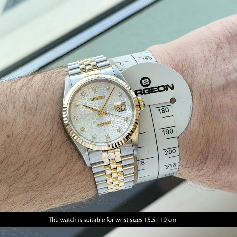 Rolex Datejust, 16233, 36mm, 1993, Two-Tone, Silver Jubilee Small Diamond dial, Fullset, 1y warranty