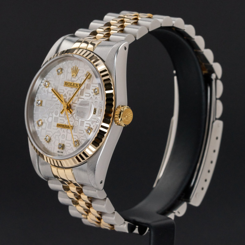 Rolex Datejust, 16233, 36mm, 1993, Two-Tone, Silver Jubilee Small Diamond dial, Fullset, 1y warranty
