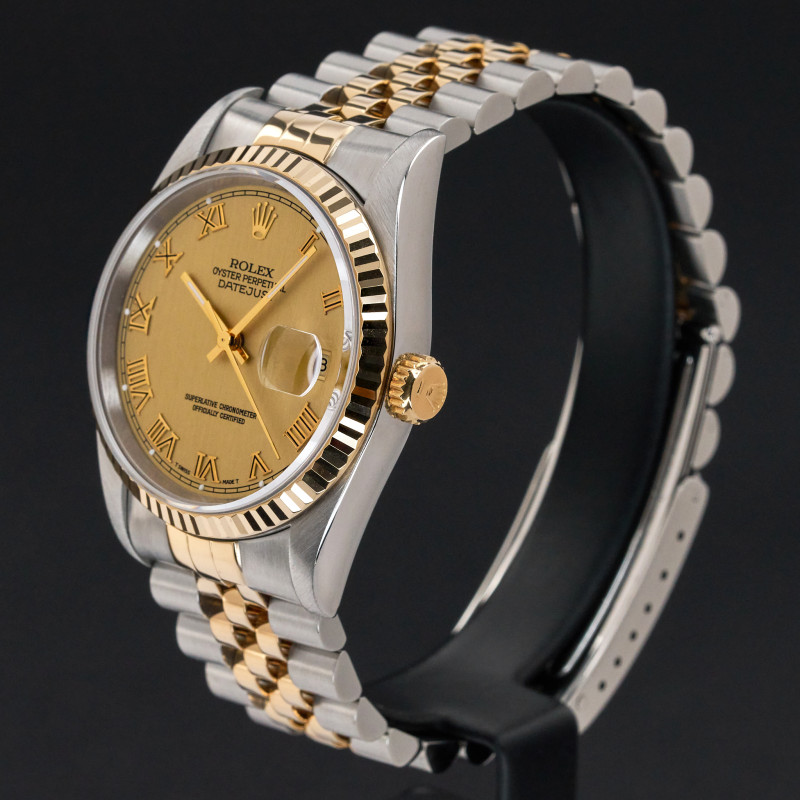 Rolex Datejust, 16233, 36mm, 1994, Two-Tone, Champagne Roman dial, Fullset, 1y warranty