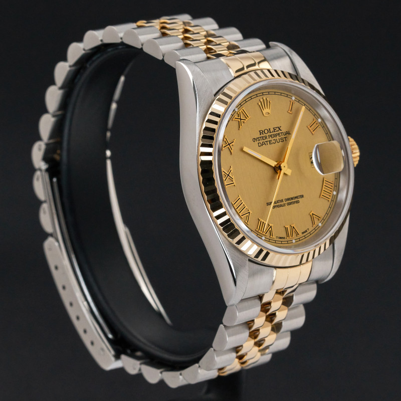 Rolex Datejust, 16233, 36mm, 1994, Two-Tone, Champagne Roman dial, Fullset, 1y warranty