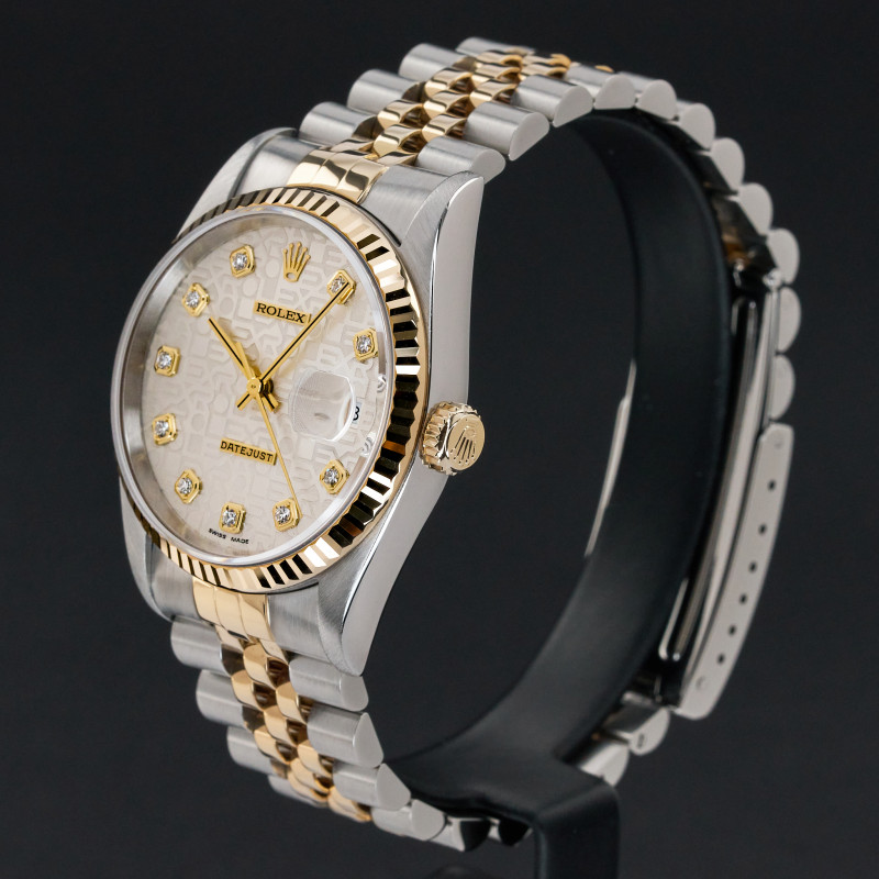 Rolex Datejust, 16233, 36mm, 1995, Two-Tone, Silver Jubilee Big Diamond dial, Fullset, 1y warranty