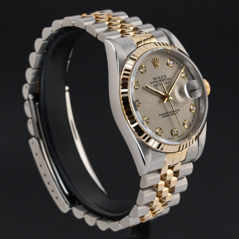 Rolex Datejust, 16233, 36mm, 1996, Two-Tone, Grey Jubilee Big Diamond dial, Fullset, 1y warranty