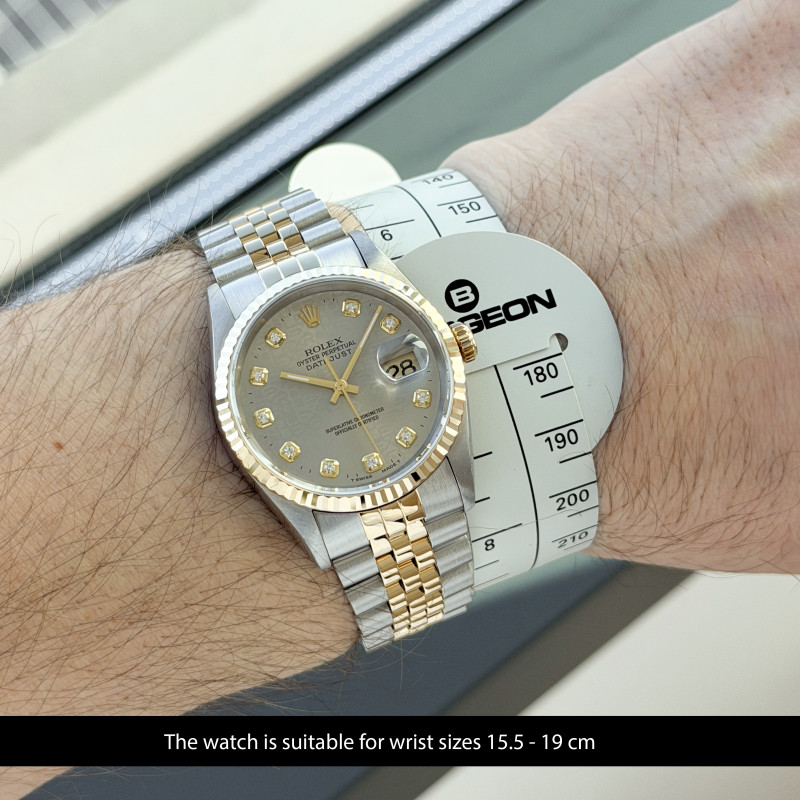 Rolex Datejust, 16233, 36mm, 1996, Two-Tone, Grey Jubilee Big Diamond dial, Fullset, 1y warranty
