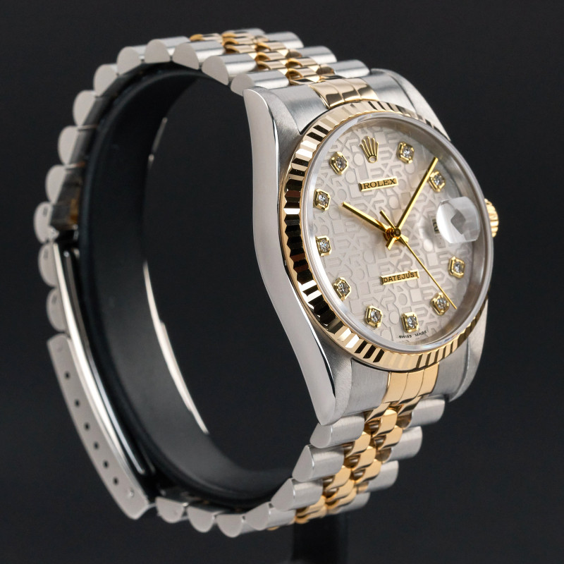 Rolex Datejust, 16233, 36mm, 1996, Two-Tone, Silver Jubilee Big Diamond dial, Fullset, 1y warranty