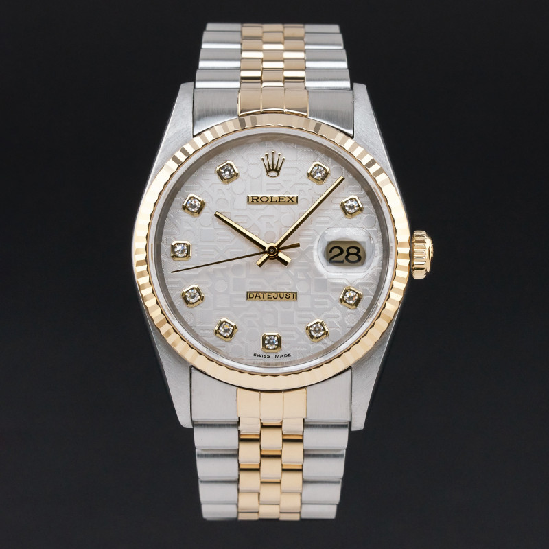 Rolex Datejust, 16233, 36mm, 1996, Two-Tone, Silver Jubilee Big Diamond dial, Fullset, 1y warranty