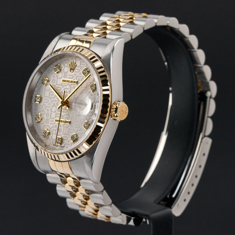 Rolex Datejust, 16233, 36mm, 1996, Two-Tone, Silver Jubilee Big Diamond dial, Fullset, 1y warranty
