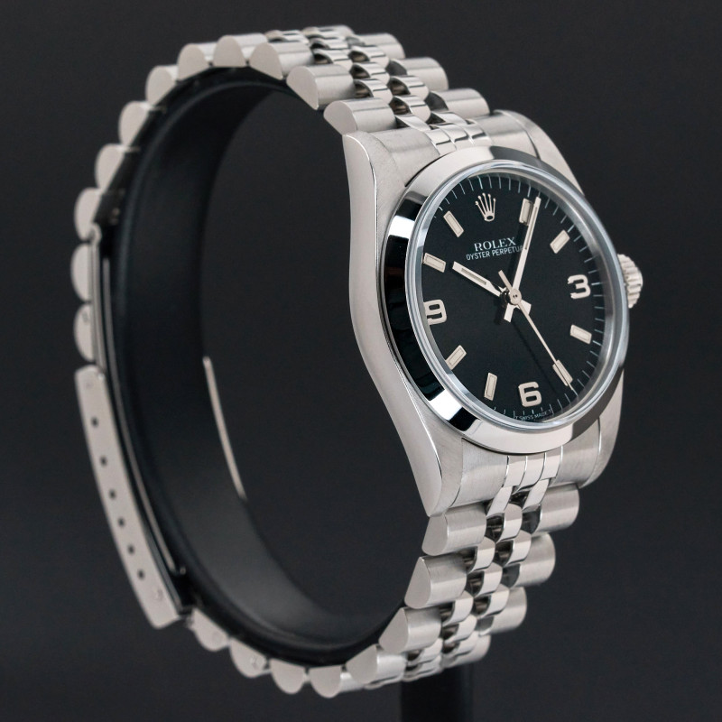 Rolex Oyster Perpetual, 67480, 31mm, 1996, Steel, Black Arabic dial, Fullset, 1y warranty