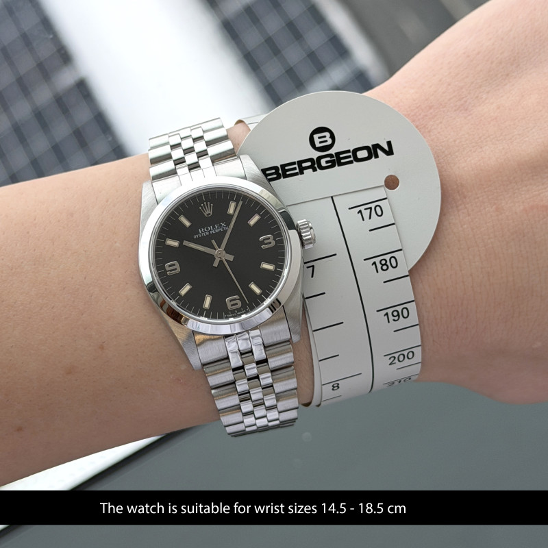 Rolex Oyster Perpetual, 67480, 31mm, 1996, Steel, Black Arabic dial, Fullset, 1y warranty