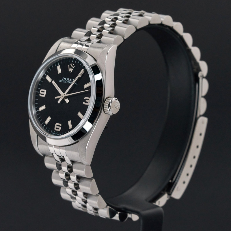 Rolex Oyster Perpetual, 67480, 31mm, 1996, Steel, Black Arabic dial, Fullset, 1y warranty