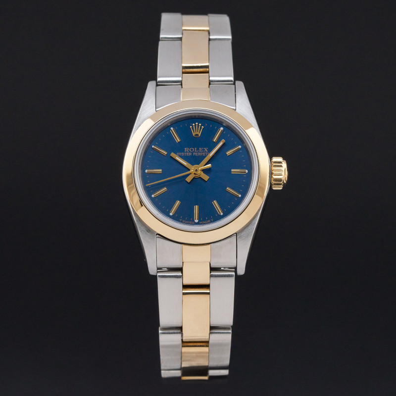 Rolex Oyster Perpetual Lady, 67183, 24mm, 1988, Two-Tone, Blue dial, Fullset, 1y warranty