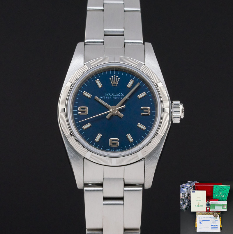 Rolex Oyster Perpetual Lady, 76030, 24mm, 2000, Steel, Blue Arabic dial, Fullset, 1y warranty