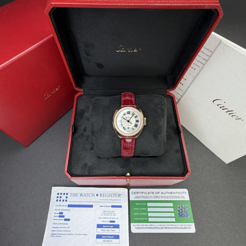 Cartier Clé de Cartier, WJCL0016, 31mm, 2015, Rose gold, Silver Roman dial, Fullset, 1y warranty