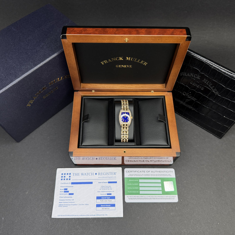Franck Muller Tono Curvex, 2500MCD, 20x27mm, Rose gold, Blue Roman dial, Fullset, 1y warranty