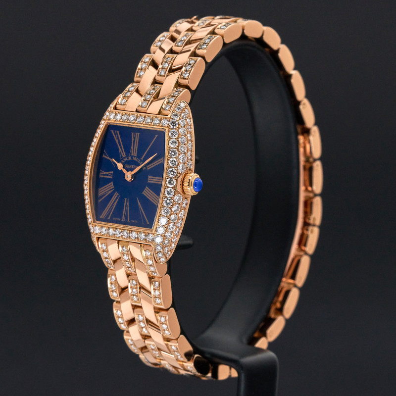 Franck Muller Tono Curvex, 2500MCD, 20x27mm, Rose gold, Blue Roman dial, Fullset, 1y warranty