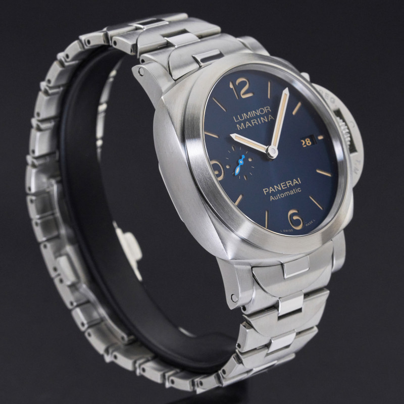Panerai Luminor Marina Automatic, PAM 01058, 44mm, 2019, Steel, Blue Arabic dial, Fullset, 1y warranty