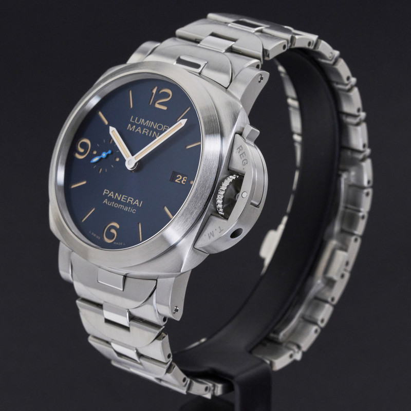 Panerai Luminor Marina Automatic, PAM 01058, 44mm, 2019, Steel, Blue Arabic dial, Fullset, 1y warranty