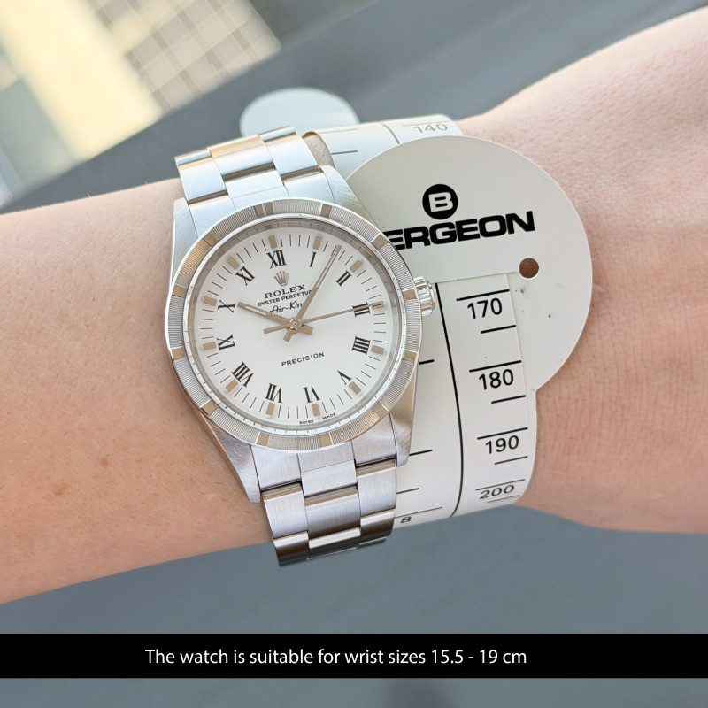 Rolex Air King, 14010, 34mm, 2001, Steel, White Roman dial, Fullset, 1y warranty