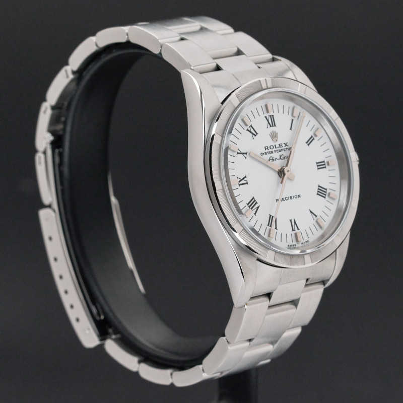Rolex Air King, 14010, 34mm, 2001, Steel, White Roman dial, Fullset, 1y warranty