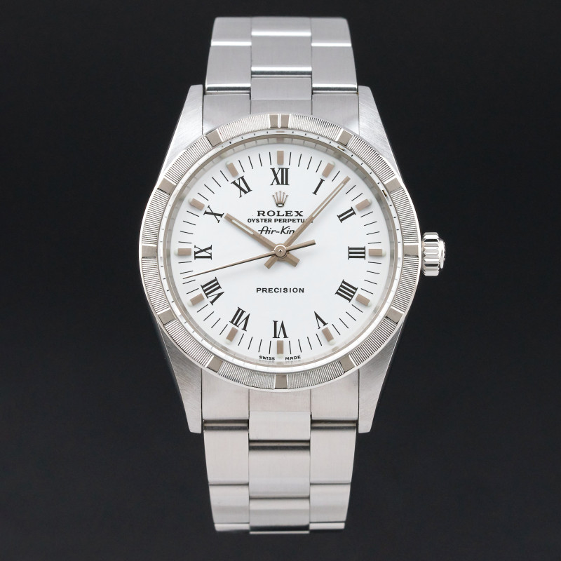 Rolex Air King, 14010, 34mm, 2001, Steel, White Roman dial, Fullset, 1y warranty