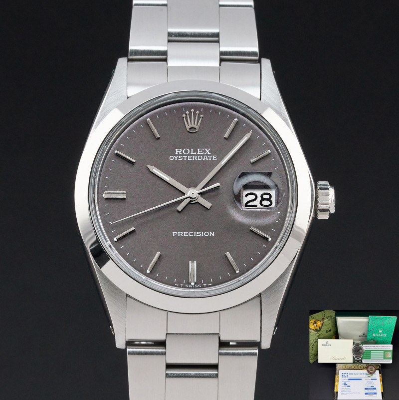 Rolex Oysterdate Precision, 6694, 34mm, 1969, Steel, Grey dial, Fullset, 1y warranty