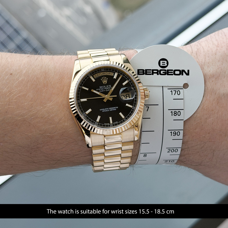 Rolex Day Date President, 118238, 36mm, 2000, Yellow gold, Black dial, Fullset, 1y warranty